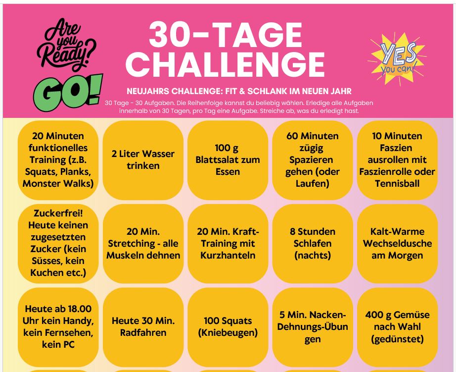 30-Tage Neujahrs-Challenge